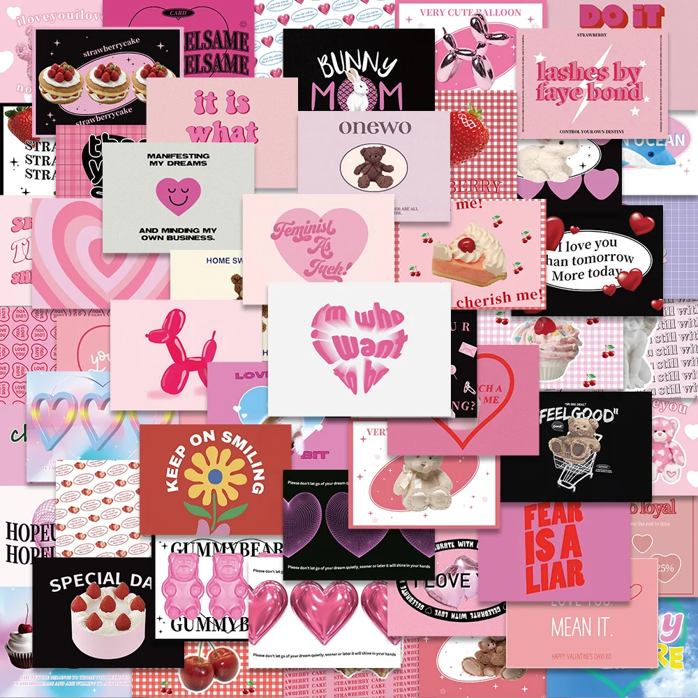 53pcs Vintage y2k Erdbeere kawaii rosa Mädchen tragen Aufkleber ästhetische 90er Jahre Tagebuch Laptop Telefon Gepäck Auto Aufkleber Aufkleber Spielzeug