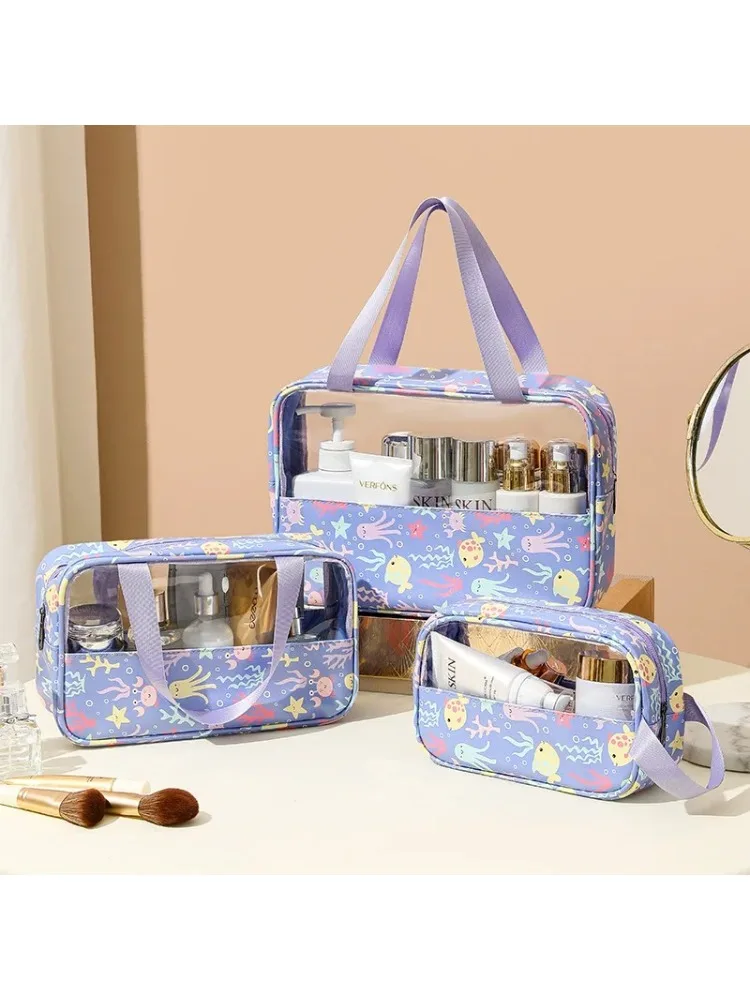 Large Capacity Shower Wash Bag Ladies Translucent Cosmetic Bag Travel Essentials Cosmetic Storage Bag