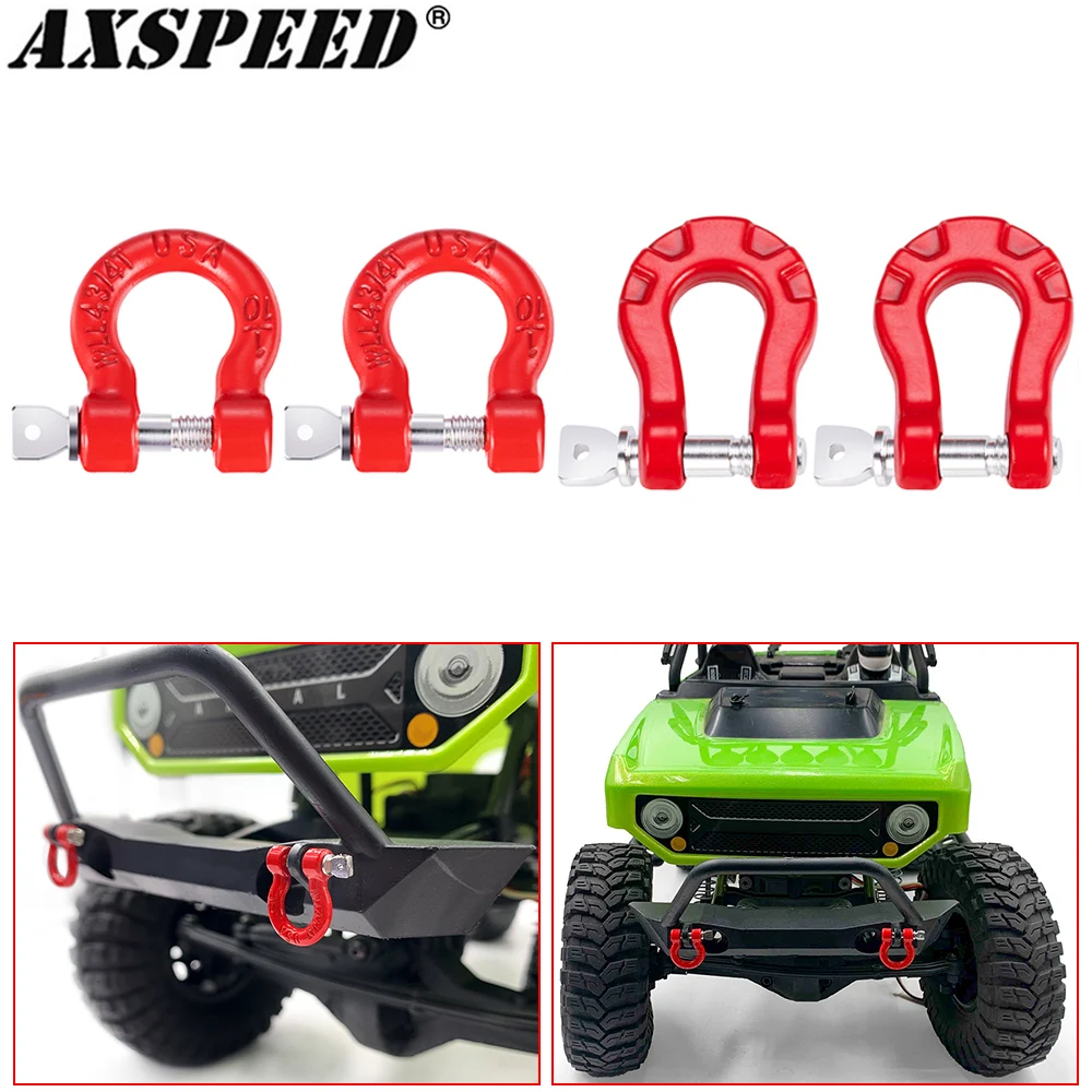 AXSPEED Metal Bumper D-ring Red Tow Hook for 1/10 RC Crawler Car TRX4 TRX6 Axial SCX10 90046 Upgrade Accessories