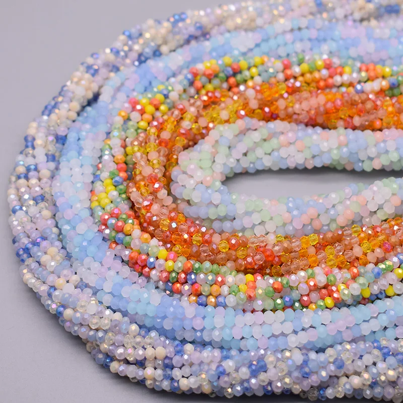 New Color Bright 2mm Crystal Rondelle Faceted Crystal Glass Beads Round Loose Spacer Beads for Jewelry Making DIY