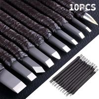 10pcs Tungsten Steel Carving Chisel Set Professional Engraving Tools for Stone/Wood/Metal Durable Stone Seal Cutting Blades Kit