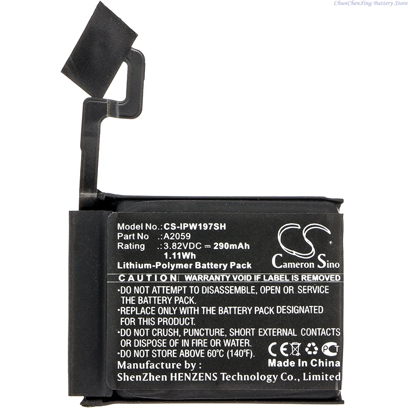 Cameron Sino 3.82V 290mAh CS-IPW197SH Smartwatch Battery A2059 for Apple Watch Series 4 44mm, A1976  +TOOLS KIT