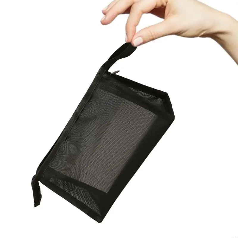 

62KA Big Capacity Pen Clear Mesh Pencil Bag Zipper Pen Case Standing Pen Holder