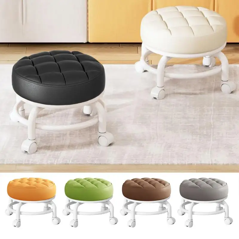 360 Rotating Children Pulley Low Stool Round Rotatable Stool Swivel Stool Household Small Round Stool Rolling Leather RoundSeat