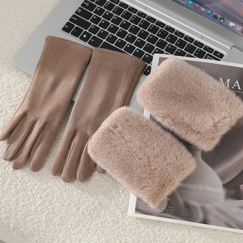 قفازات للبنات، قفازات شتوية دافئة ومقاومة للرياح والبرد، شاشة تعمل باللمس، لون خالص، نمط جديد #1
