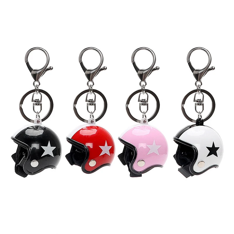 Creative Motorcycle Helmets Keychain for Women Men Plastic Safety Helmet Keyrings Bags Pendant Car Key Chains Holder Jewelry