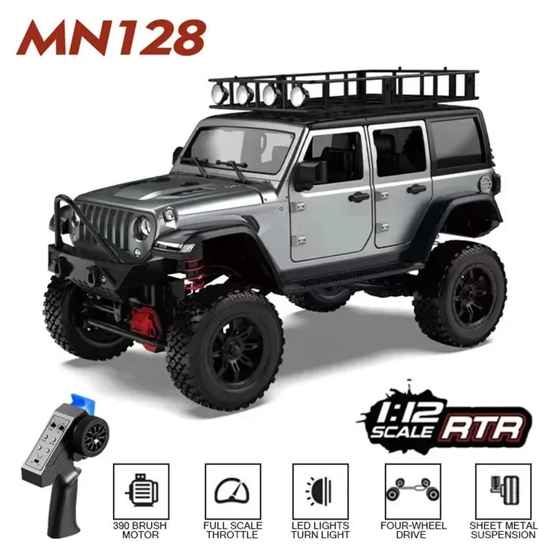 RC Crawler 4x4 Car MN128 2.4G Climbing Buggy Professional with LED Light Full Scale Remote Control Car Toys For Boys Gift