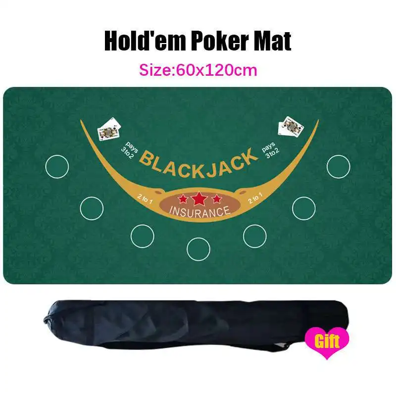 60x120cm Texas Holdem Blackjack Rubber Dustproof Professional Tablecloth Players Portable Rubber Texas Hold'em Poker Table Mat