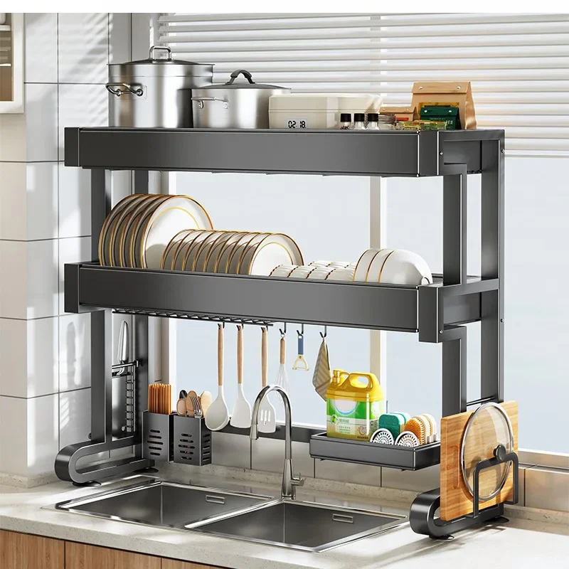 

Kitchen Sink Storage Rack, Household Dish Storage Sink, Dustproof Bowl Cabinet, Drain Rack Multifunctional