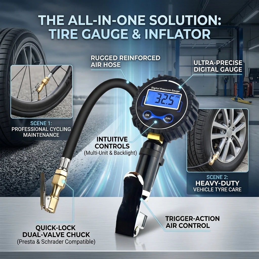 Digital Display Tire Pressure Gauge Auto Accessories High-precision Monitoring Inflation Gun Universal Car Tire Manometro