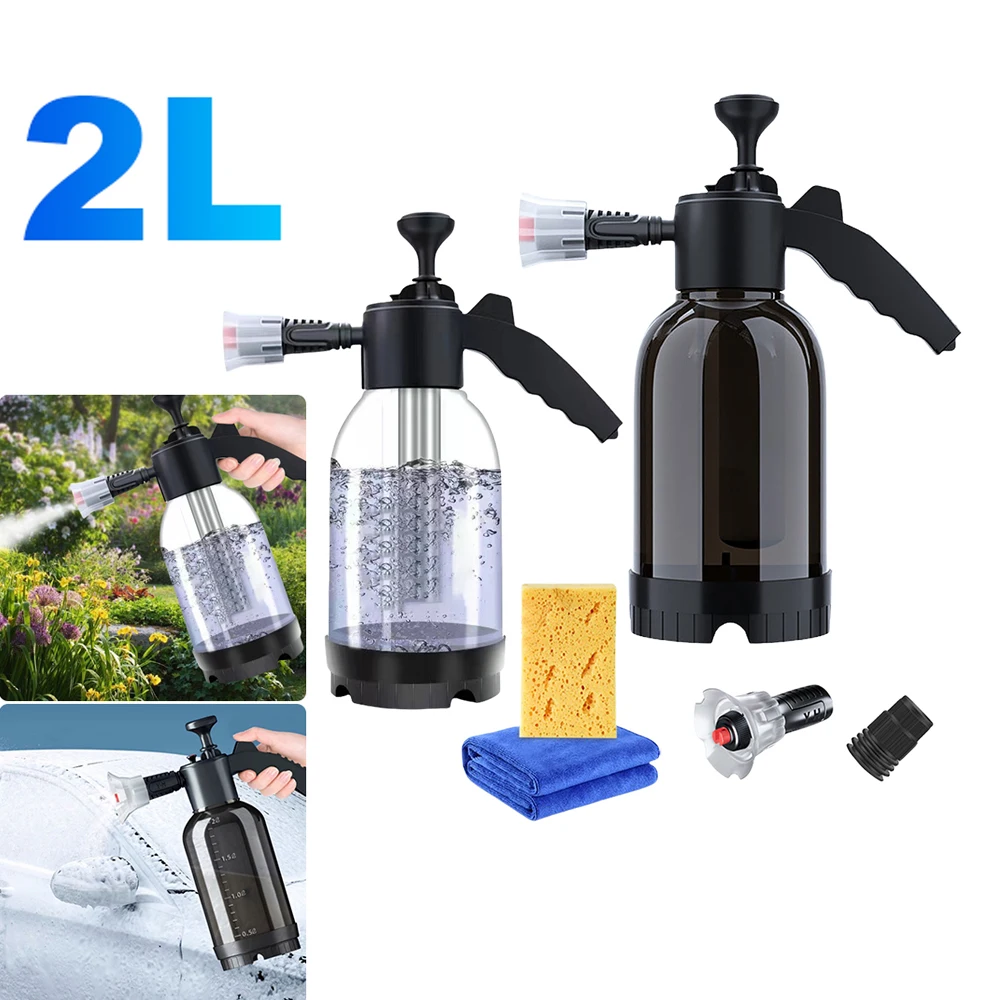 

2L Car Foam Sprayer Hand Pump Window Clean Foam Watering Can Spray High Pressure Car Wash Spray Bottle Auto Cleaning Tools