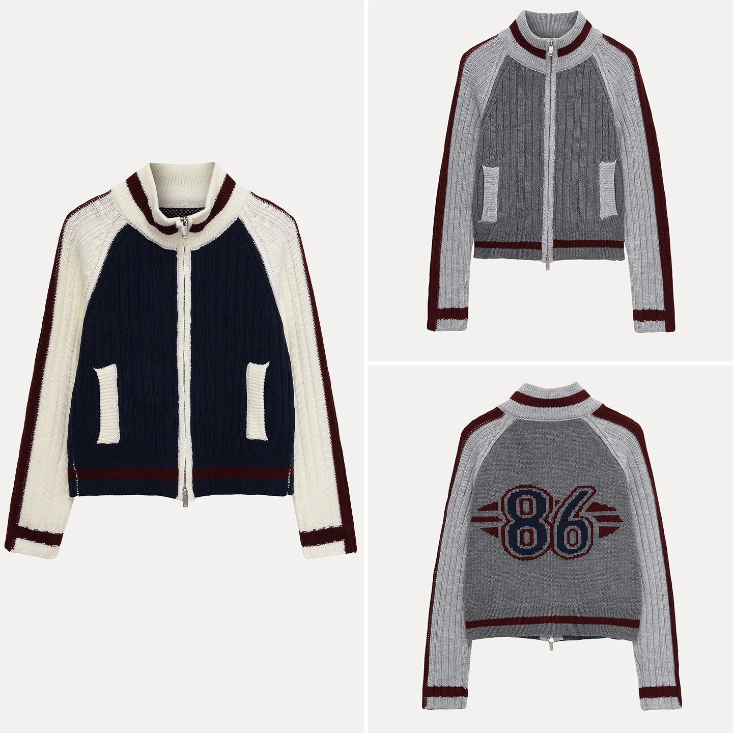 Faionable Gestrickter Reißverschluss Farbe Blo Damen Offene Strickjacke Herbst 2025, Saisonale Neue Sle Personali Temperament Ele