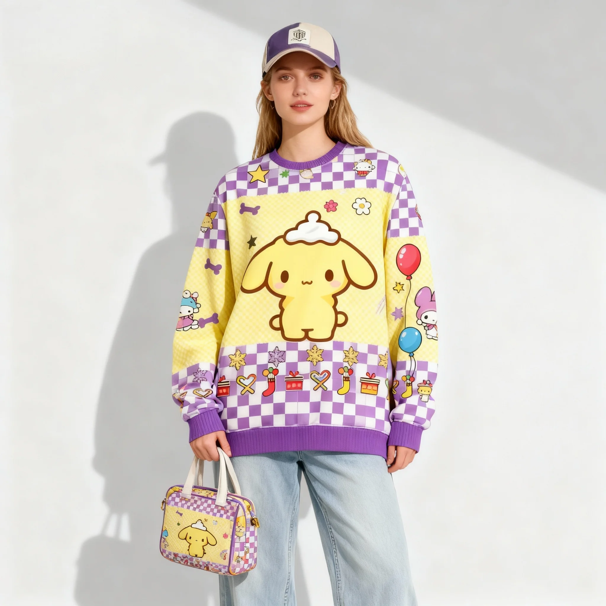 Serie di collezioni di personaggi popolari della famiglia Sanrio Sweet and Cool Christmas Party Felpa con cappuccio autunno/inverno per adulti super grande da donna