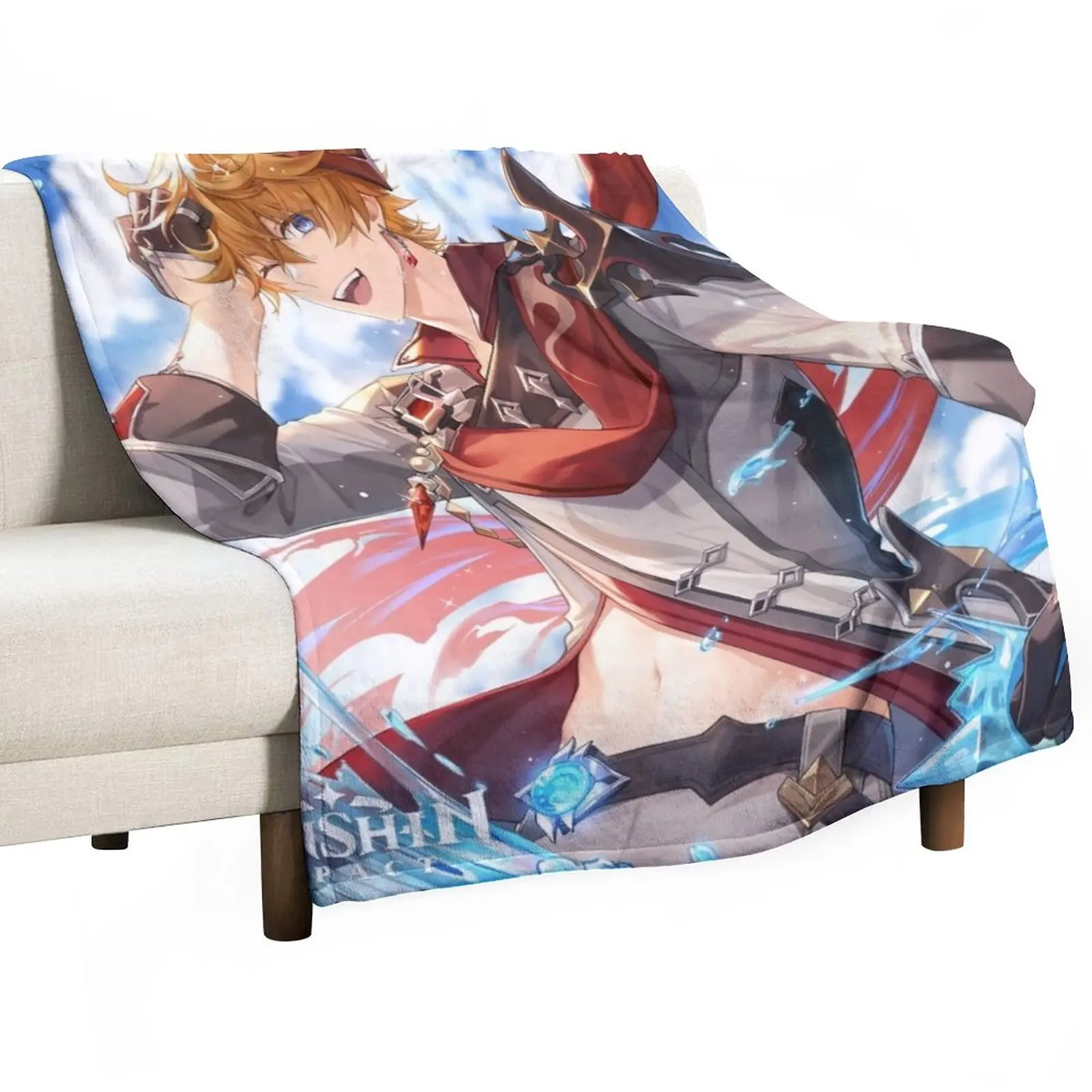 

Genshin Impact Childe Throw Blanket anime Plaid on the sofa Luxury St Blanket