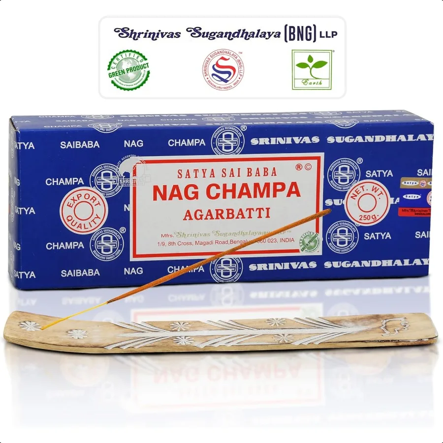 

Incense Holder Bundle with Satya Nag Champa Incense Sticks 250 gm Pack Satya Sai Baba Nagchampa Natural Insence Sticks