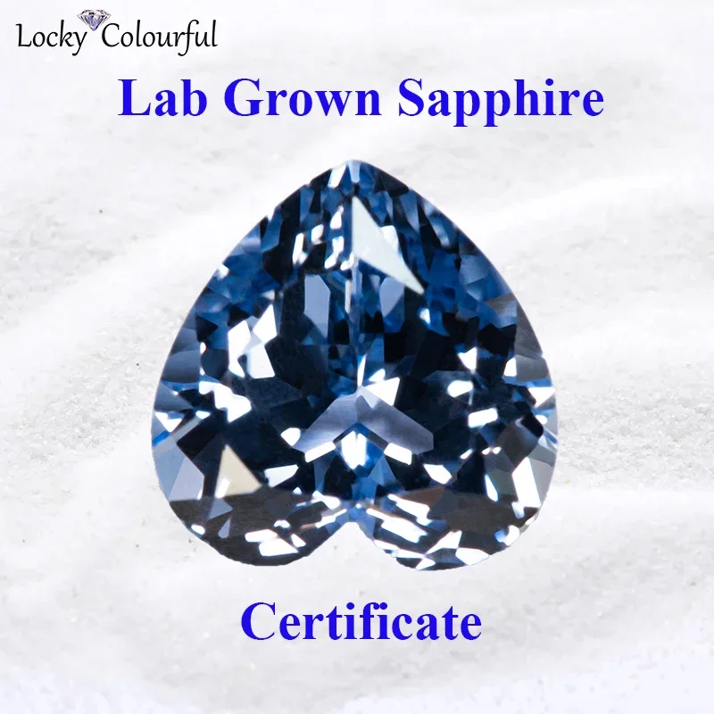 

Lab Grown Sapphire Cornflower Color Heart Shape Top Quality Charm Beads for Diy Jewelry Making Rings Selectable AGL Certificate