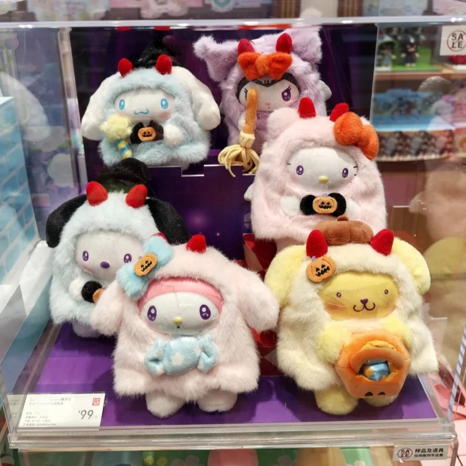 

Персонажи Sanrio Хэллоуин серии слепая коробка Kuromi Cinnamoroll Melody Pompompurin Pochacco плюшевая загадочная коробка кулон куклы игрушки