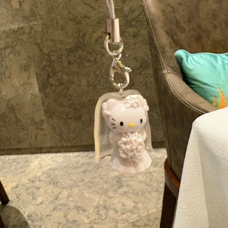 Hello Kitty paar sleutelhanger Sanrio 3D mini hanger telefoon ketting cartoon Kitty kat bruiloft metgezel cadeau Valentijnsdag geschenken