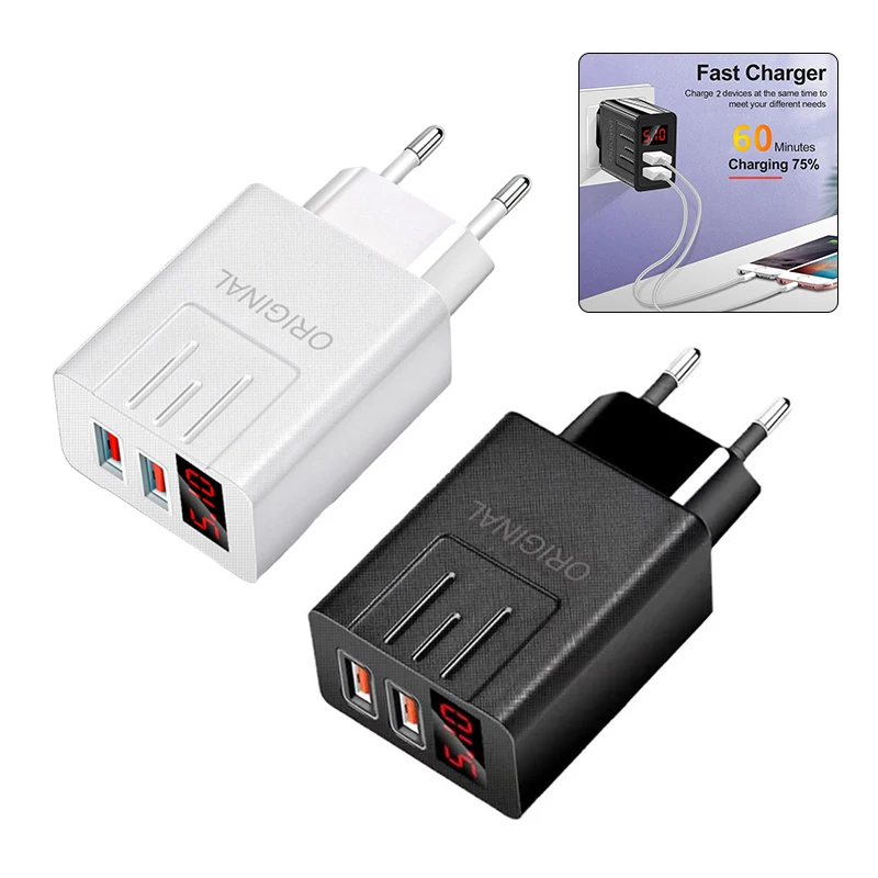 45 واط QC 3.0 شاحن USB LED شاشة ديجيتال شحن سريع الهاتف محول شحن الهاتف المحمول محول شحن سريع