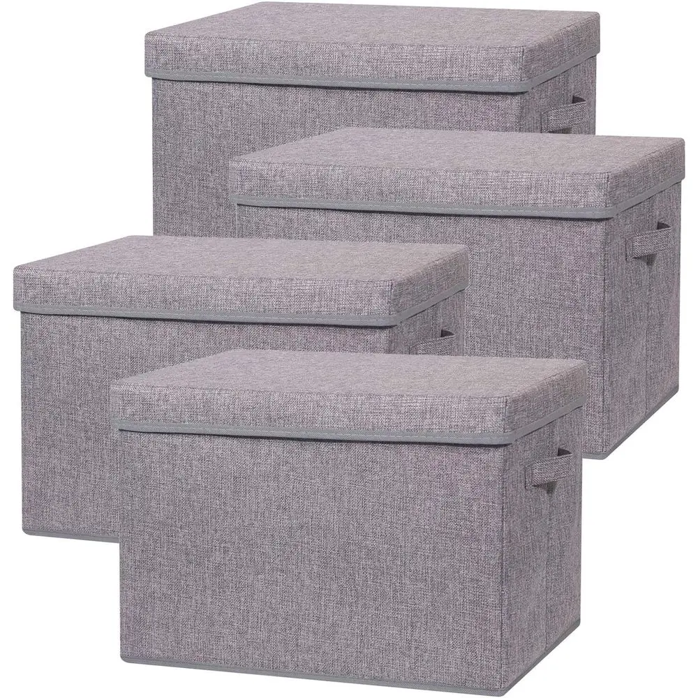 

Large Collapsible Storage Box with Lids - Fabric Storage Cube Organizer for Clothes, Bedding, and More