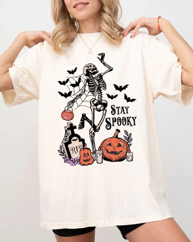 

Stay Spooky, Skeleton Dancing, Halloween, Jack-o-lantern Shirt, Comfort Colors Tee