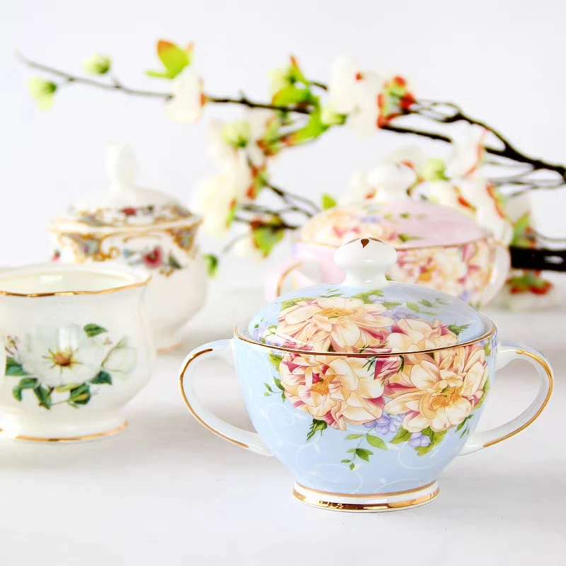 European Style Sugar Bowl for Coffee High-grade Porcelain English British Afternoon Tea set accessories Coffeeware kitchenware