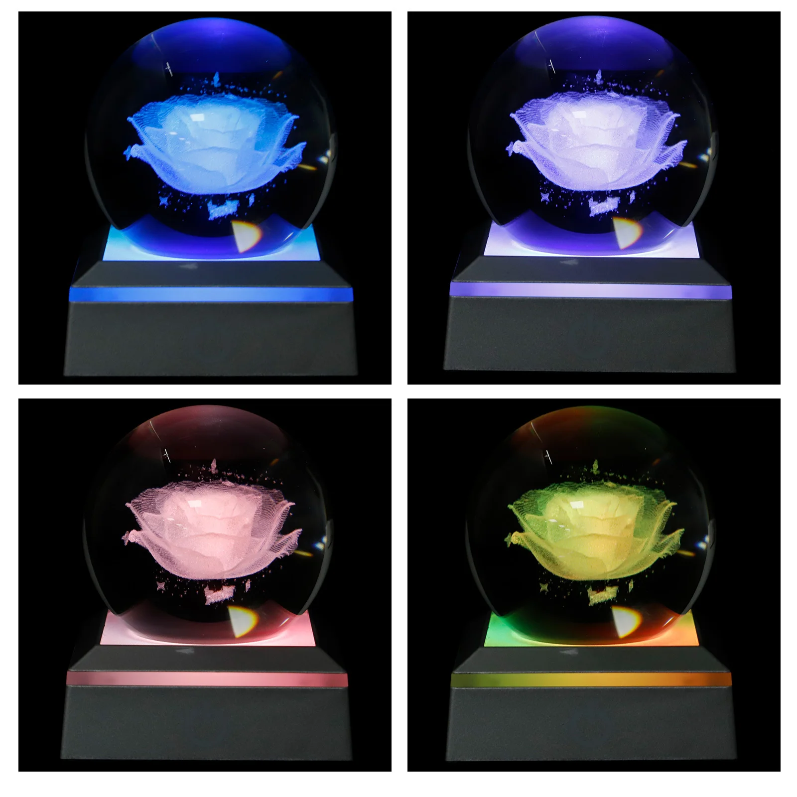 

Rose Crystal Ball with Inner Rose Decoration for Living Room Bedroom Study Elegant Valentines Day Gift Idea