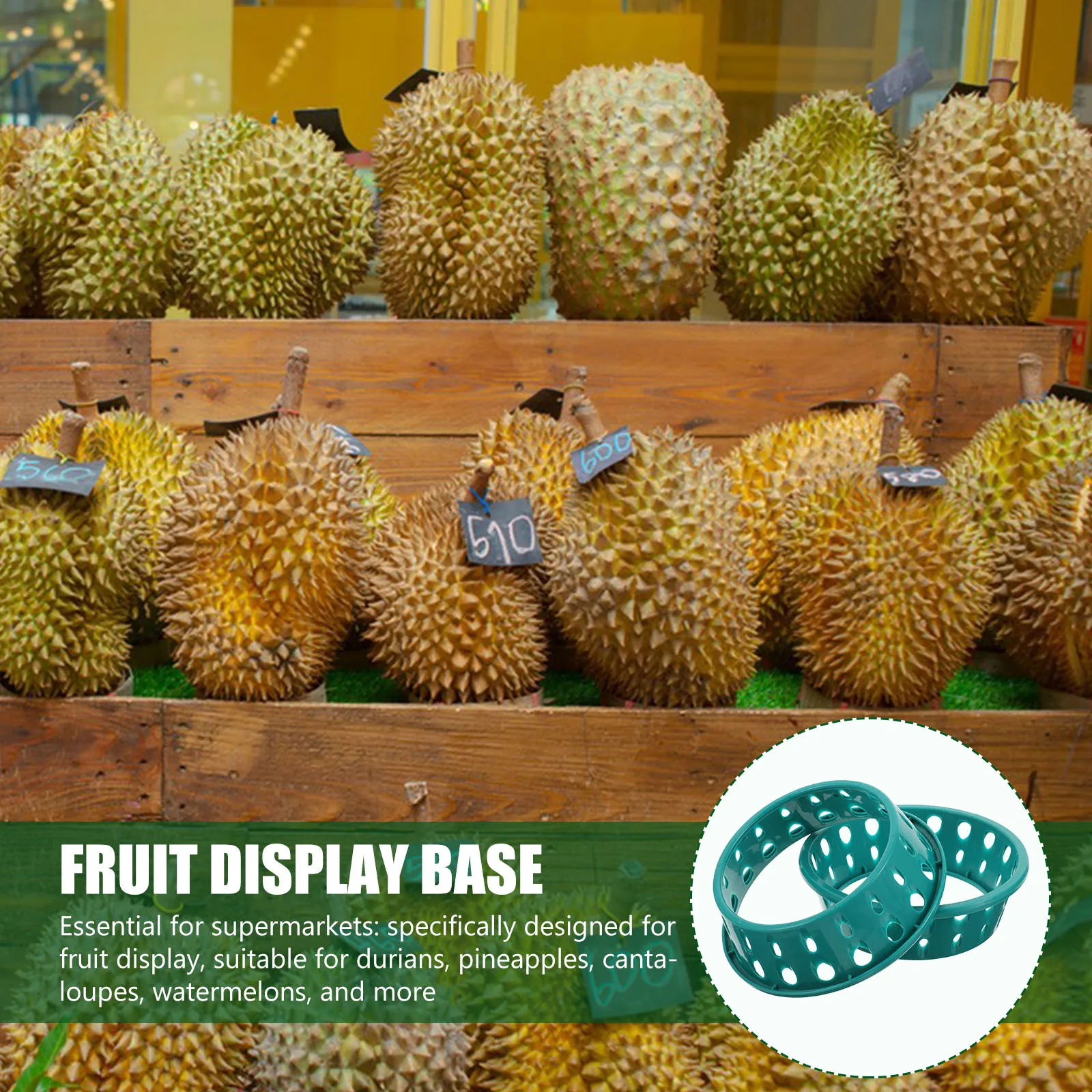 

2pcs Fruit Display Rack Watermelon Stand Fixed Base Space-Saving Durian Holder Stable Floor-Standing