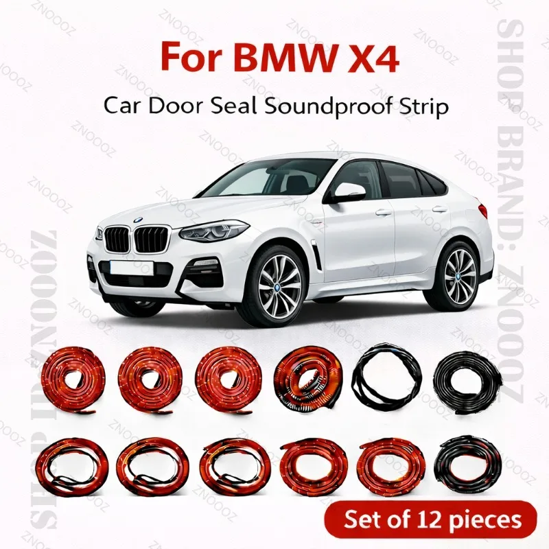 

For BMW X4 Car Door Seal Strip Rubber Double Layer Soundproof Dustproof Waterproof Door Weatherstrip 12PCS Set
