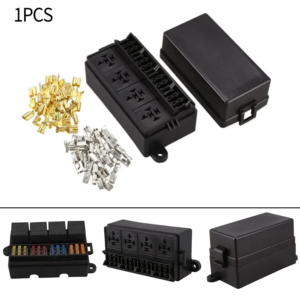 Durable 12 Way Blade Fuse Box W/ Paddle/Fuse Terminal 4 Pin 12V40A Relay For Car Marine Boats Electrical Equipment