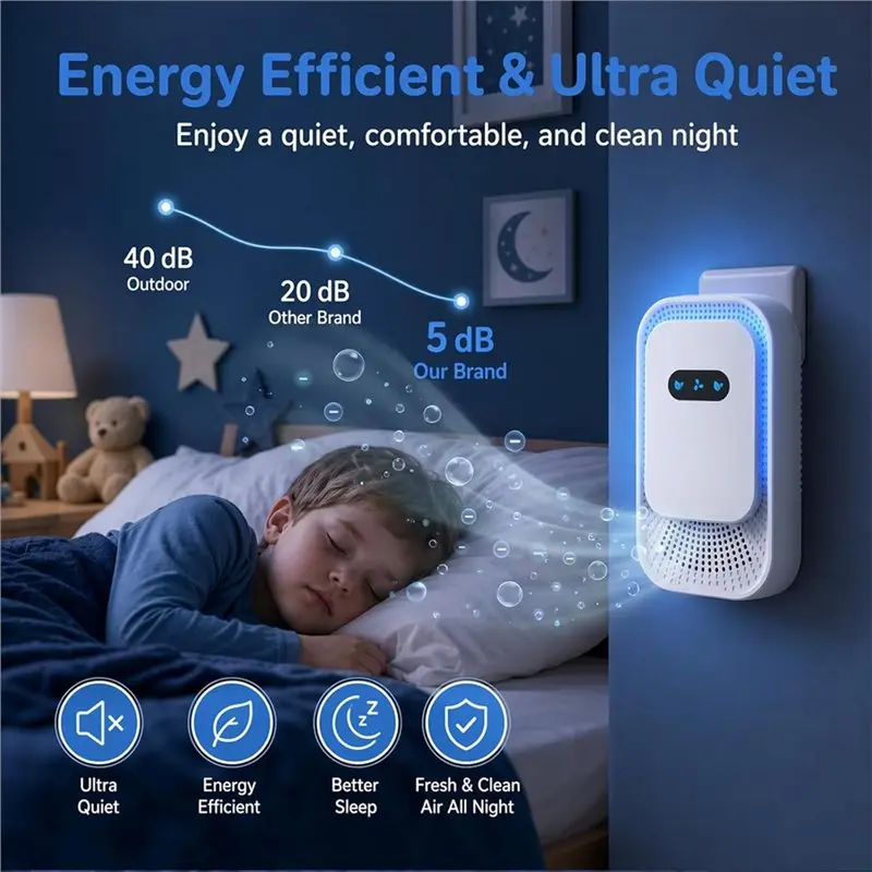 A76G-For Pet Odor Air Purifier Mini Negative Small Plug-In Home Air Purifier For Cat Litter Boxes Bathrooms Kitchens A EU Pl
