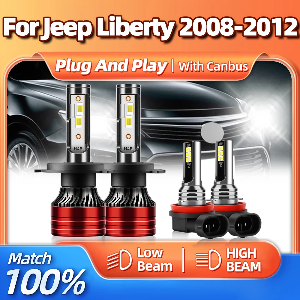 LED Car Light Bulbs 240W 40000LM Canbus LED Headlight 12V 6000K Turbo Fog Lamps For Jeep Liberty 2008 2009 2010 2011 2012