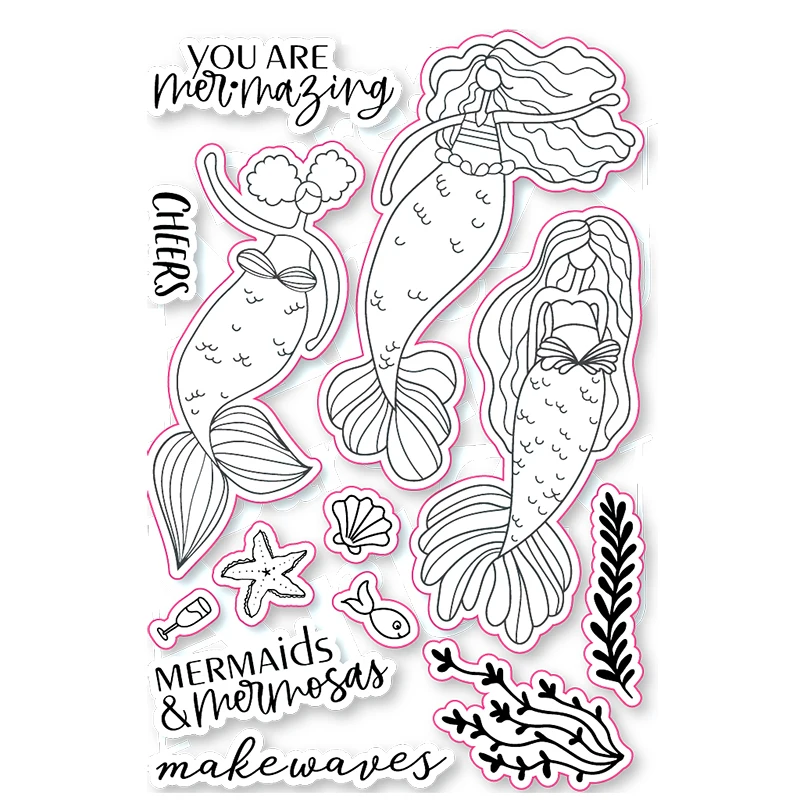 Mermaid You Are Mermazing Metal Cutting Dies Matching Clear Stamp DIY Card Making Scrapbooking Stencil