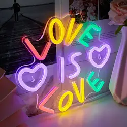 Chi-buy LED Neon Love is Love USB Powered Neon Signs Night Light 3D Wall Art & Game Room Bedroom Party Decor Lamp Signs
