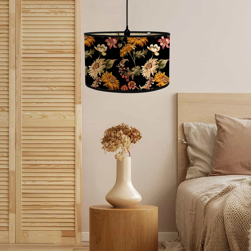 Paralume in bambù stampato lampadario Vintage copertura della luce a sospensione supporto notturno Decor Light lampada da tavolo lampada a