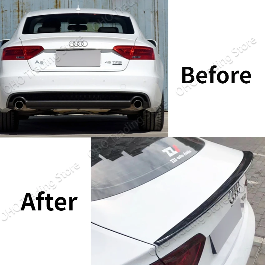 A5 S5 Car Rear Trunk Spoiler Wing Tail Roof Spoiler For Audi A5 S5 4 Doors 2009 2010 2011 2012 2013 2014 2015 2016 ABS Carbon