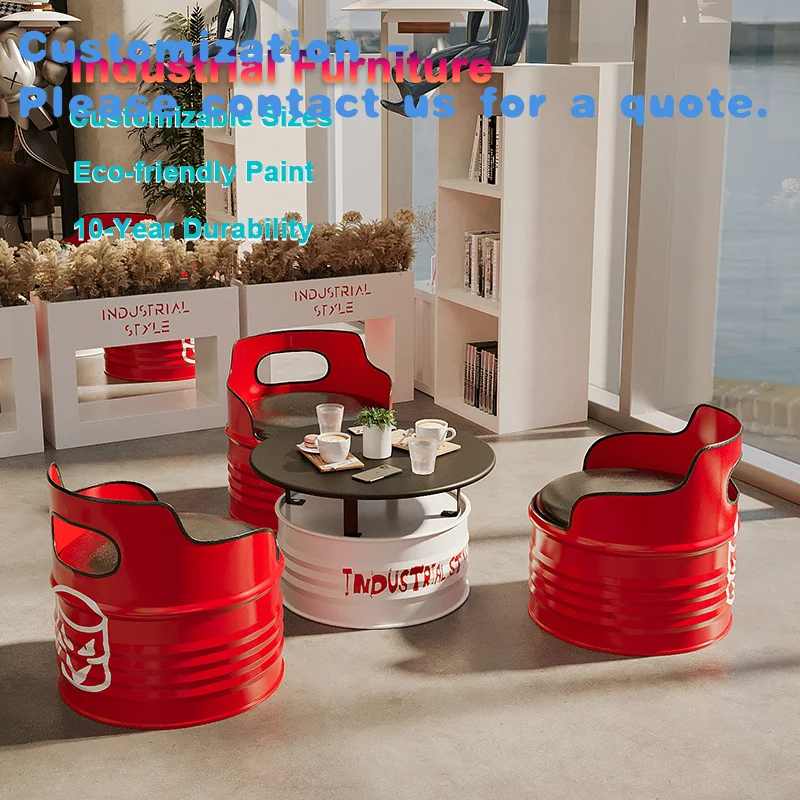 

custom.Industrial Pro Style Metal Table and Chair Set Oil Sofa Dining Gym Commercial Negotiation Booth Iron Art Furni