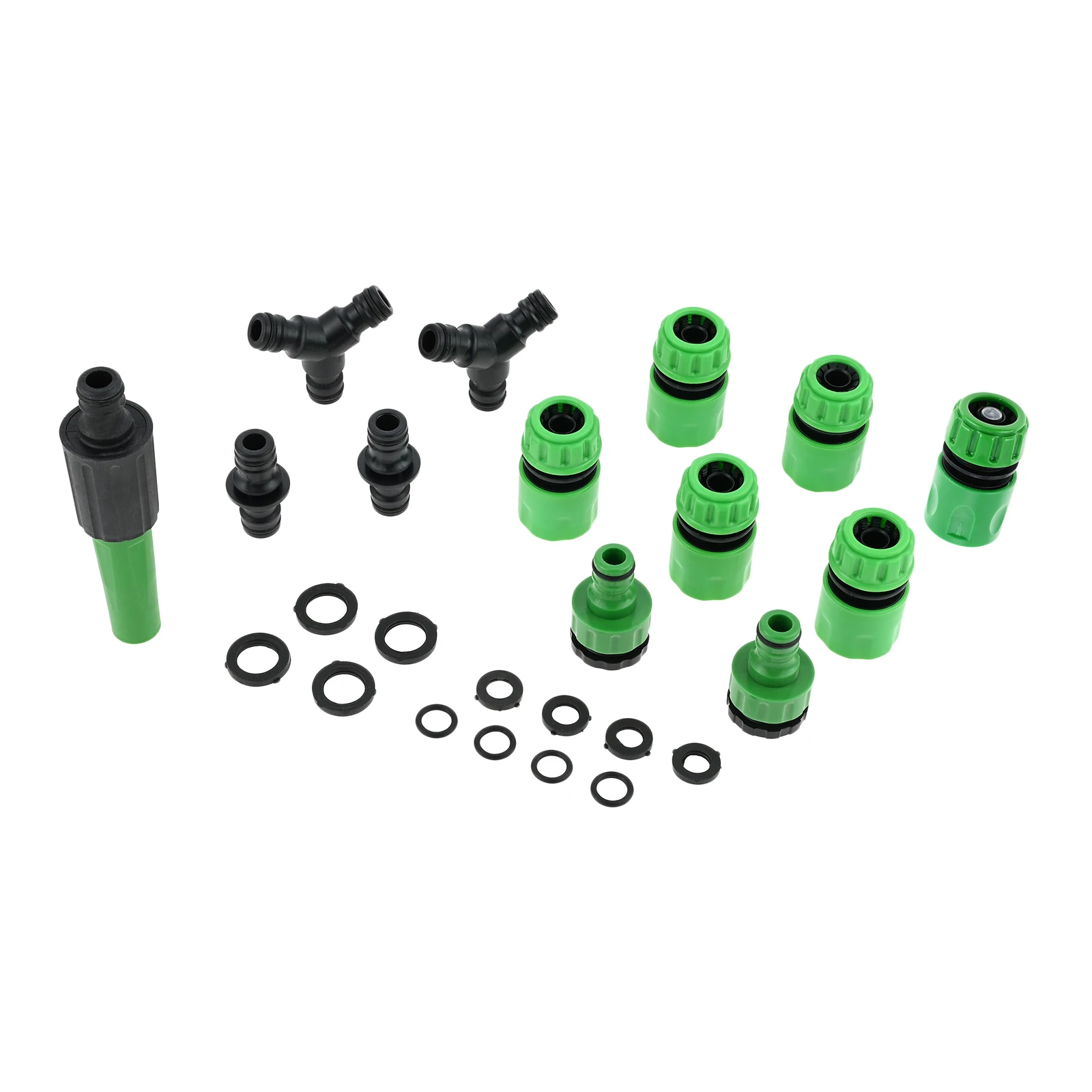 Juego de accesorios de manguera de jardín de plástico, 25 piezas, con conectores, adaptadores de grifo 2 en 1, boquilla de pulverización, divisores de manguera en Y para Conexión de grifo