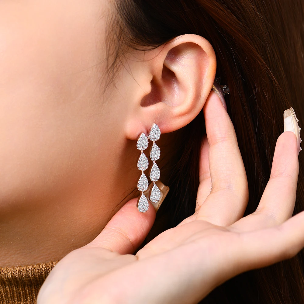 VVS1 Cor Moissanite Brincos de Diamante para Mulheres, Sólido 925 Prata Esterlina, Jóias Finas para Noivado, Casamento, Luxo