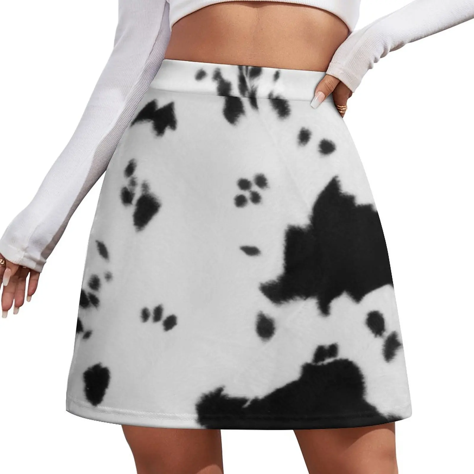 Faux Cowhide Black and white 2 Mini Skirt japanese fashion shorts Mini Skirt
