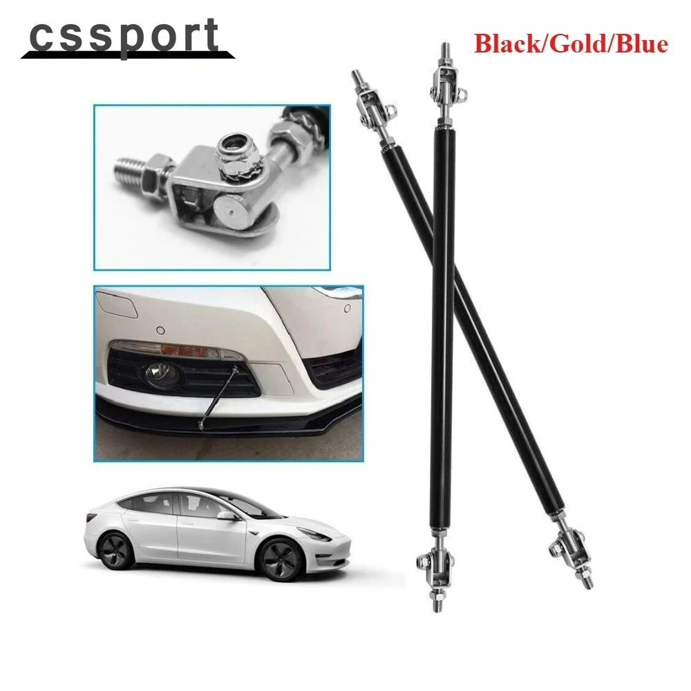 

Universal 8"-11" Adjustable Front Bumper Lip Splitter Strut Rod Tie Support Bars Spoiler Black/gold/blue