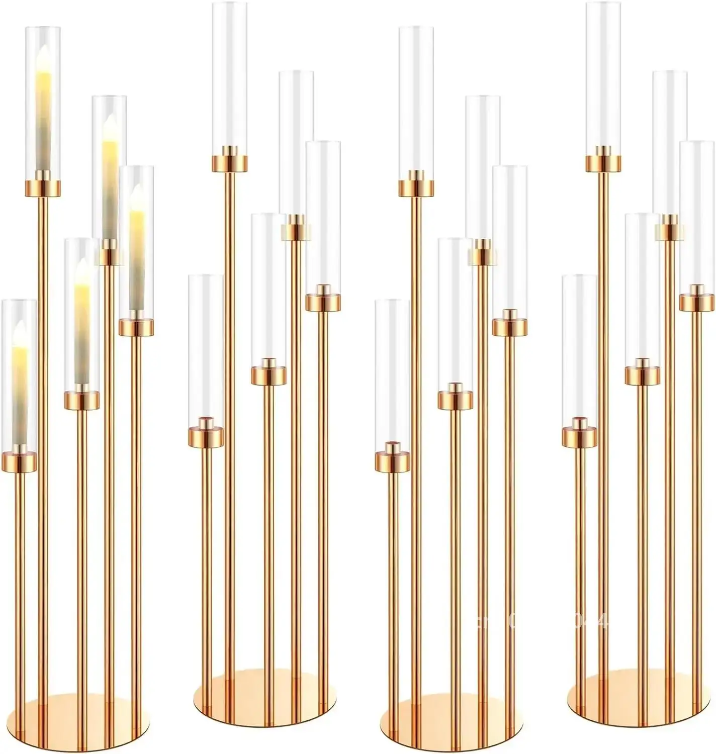 2/4/5/10 Pcs Floor Candelabra 5 Arm Gold Candle Holder, Candelabra Centerpieces for Tables Metal Candlestick Set for Wedding