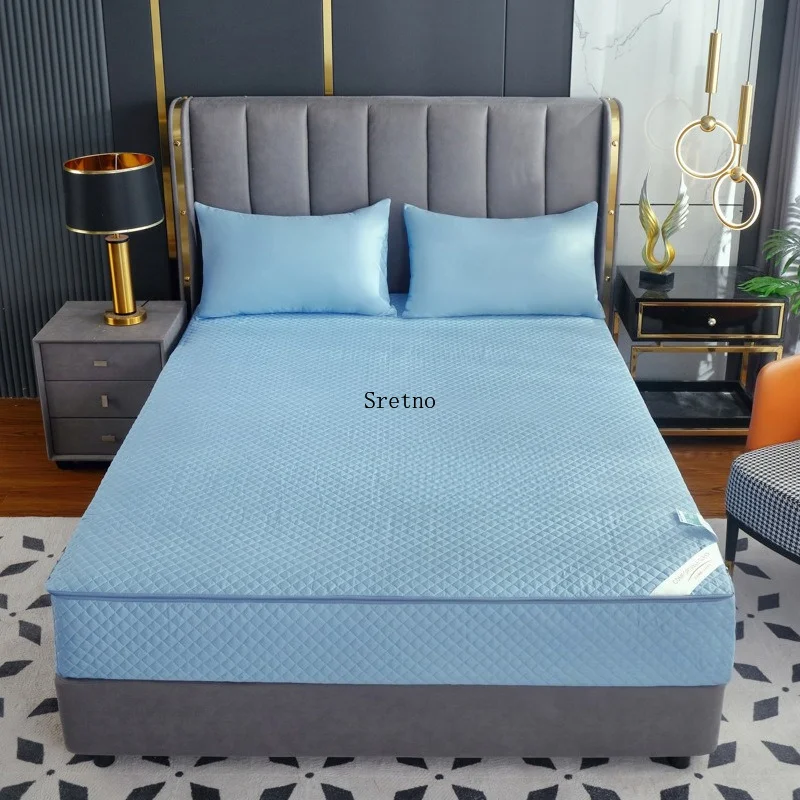 

SRETNO New Pure Cotton 6-sided Full Cover Fitted Sheet with Zipper Mattress Protector Covers Double Bed Sheet Cover Queen Size