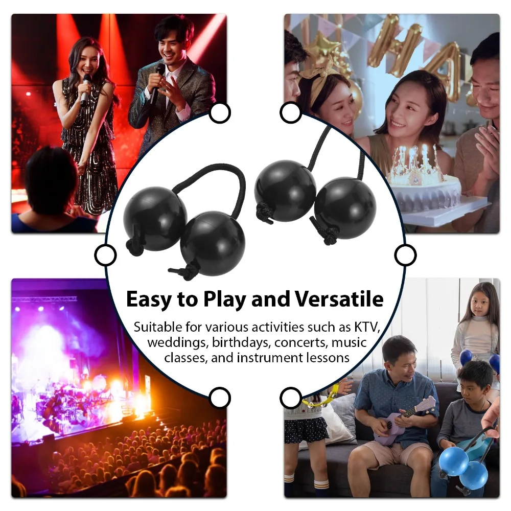 2 Pairs Handheld Aslatua Shakers​ Percussion Instrument Plastic ​African Percussion​ ​Rhythmic Balls​