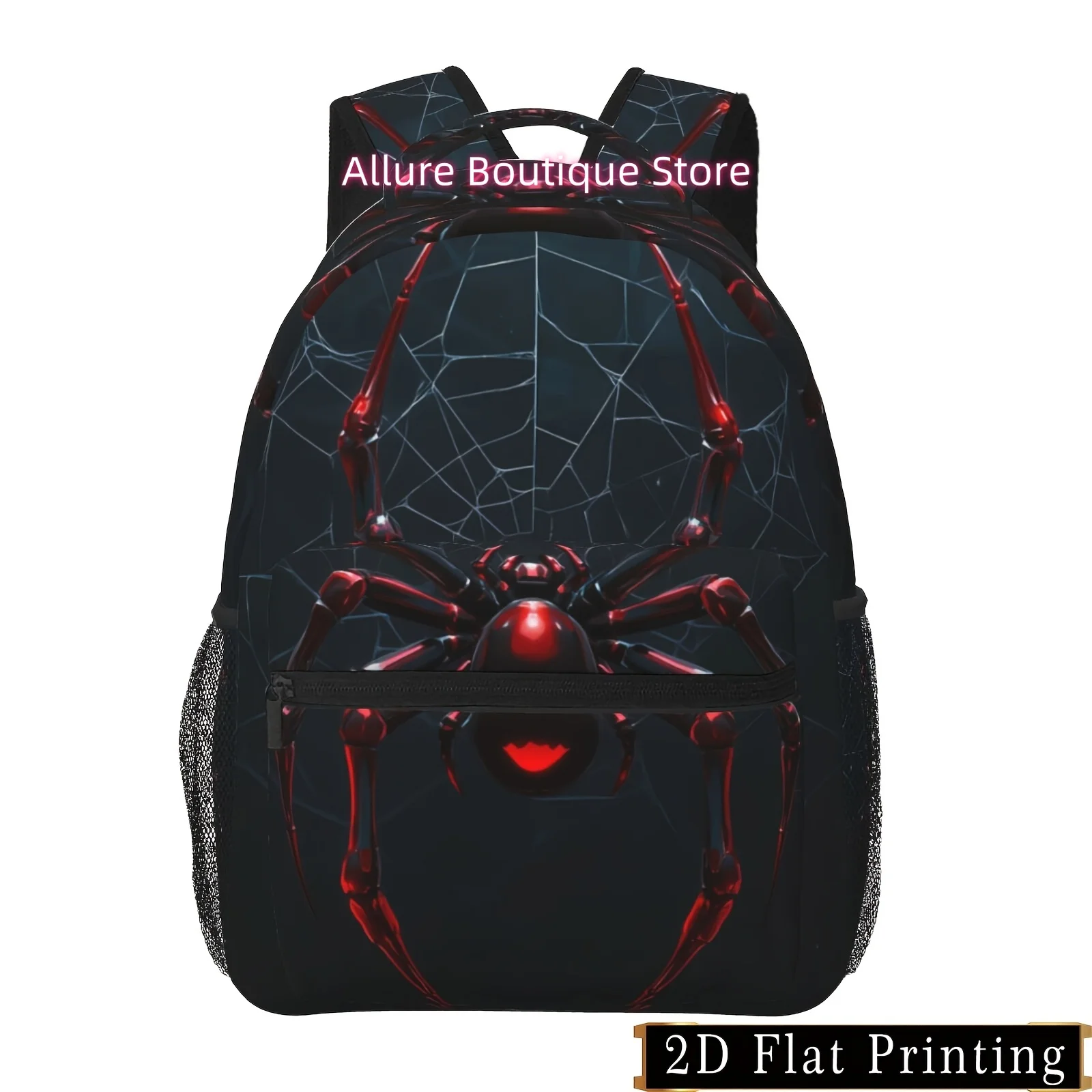 Youth Spider Graphic Print Backpack - Large Capacity School Bag with Padded Shoulder Straps, Tablet Compartment & Lightweight De