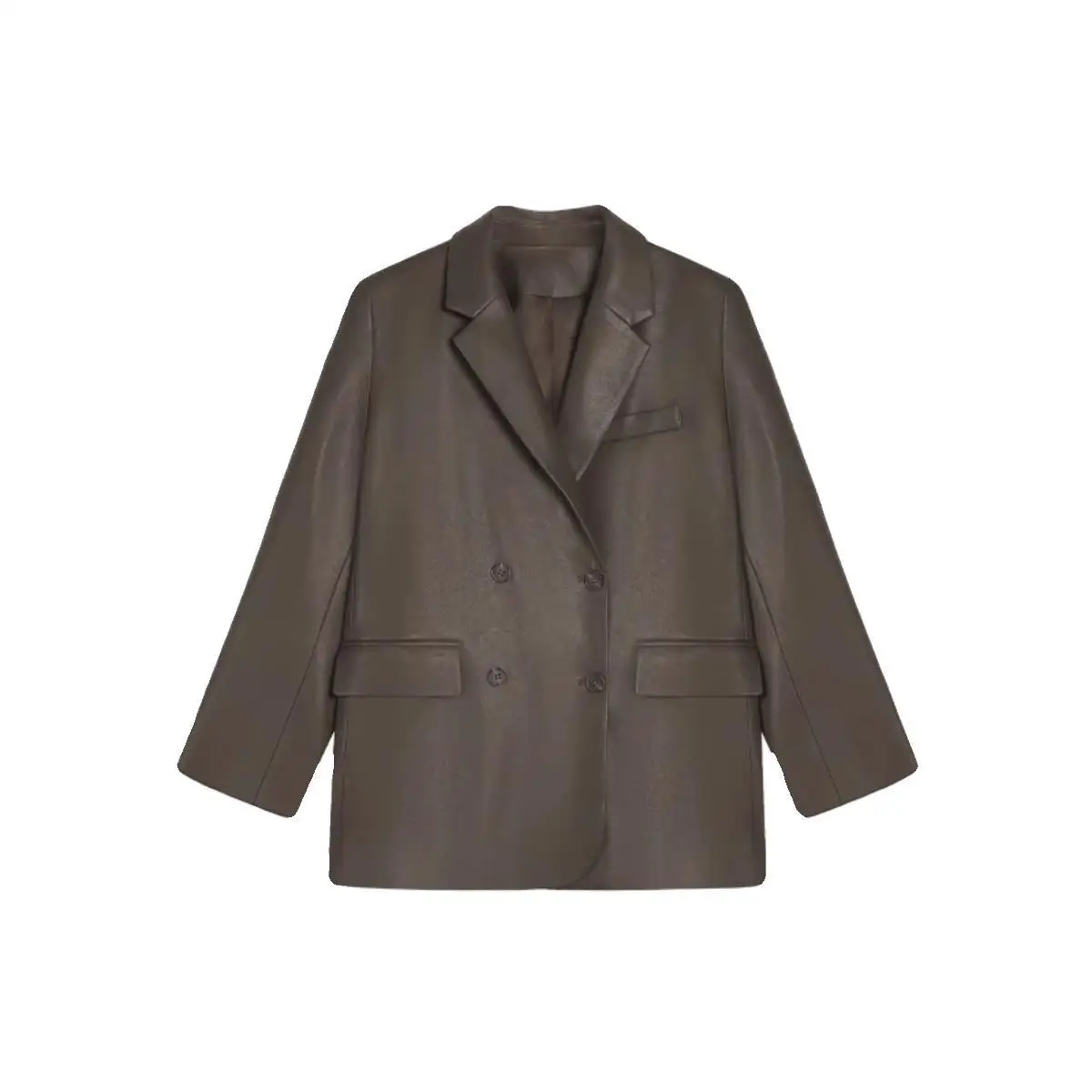 Herfst nieuwe zwarte retro PU-leren jas voor dames, losse, casual temperament high-end top voor dames