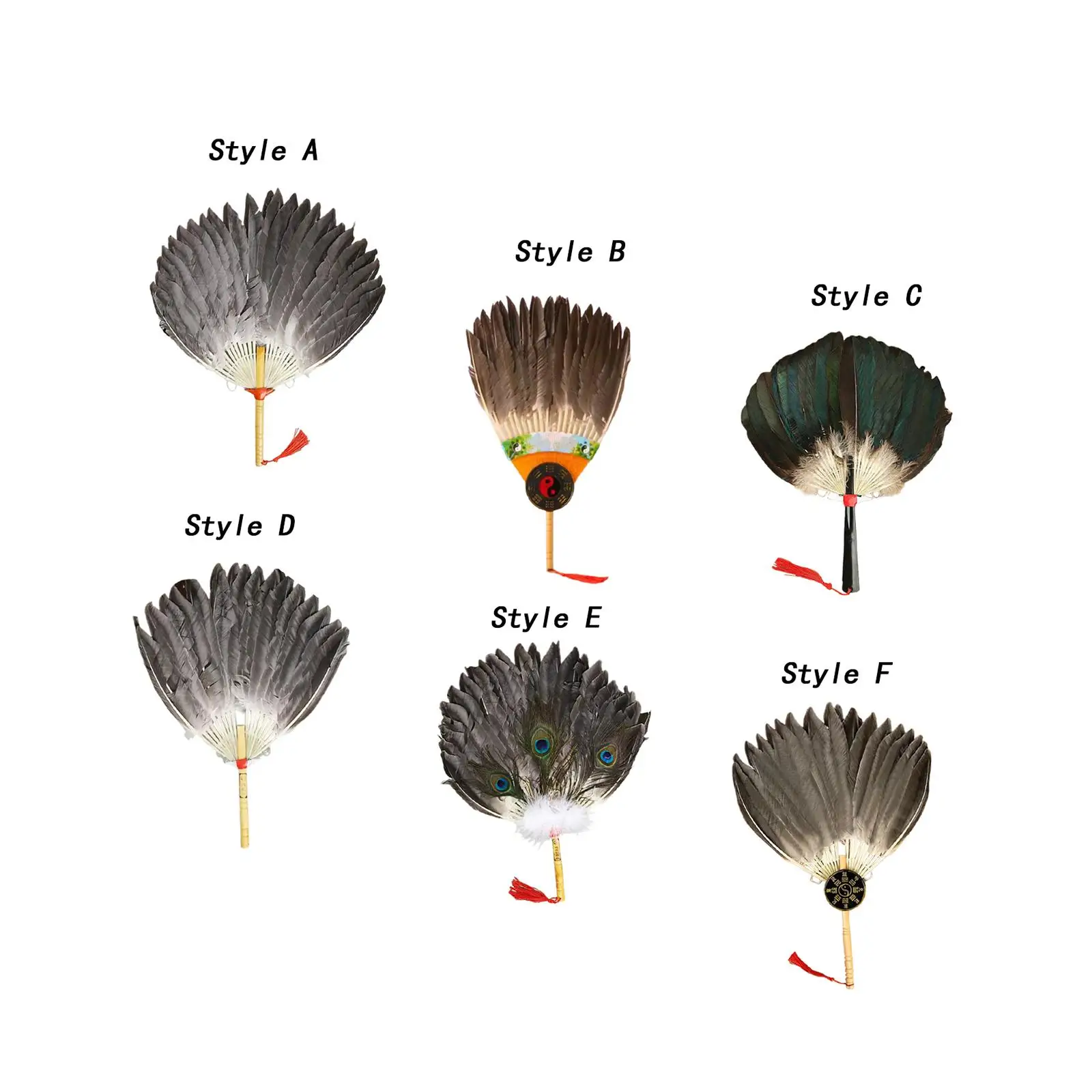 Ancient Chinese Zhuge Liang Feather Fan Feather Handheld Fan Decorative Portable Versatile Men Kongming Feather Fan for Dance