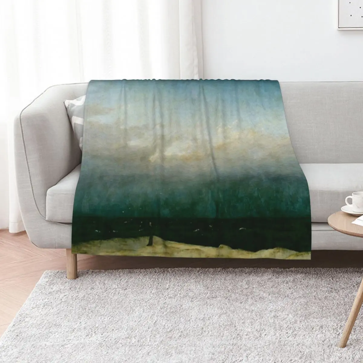 Caspar David Friedrich - The Monk by the Sea, (1808-1810) , artwork by Caspar David Friedrich Throw Blanket