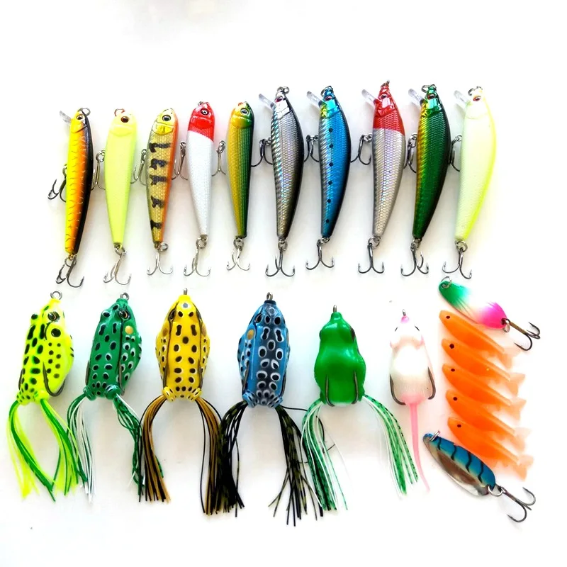 

24 шт./компл., светящаяся искусственная рыболовная приманка, морская пресноводная рыбалка, окунь, форель, щука, лягушка, воблер, снасти, рыболовные приманки, приманка в штучной упаковке