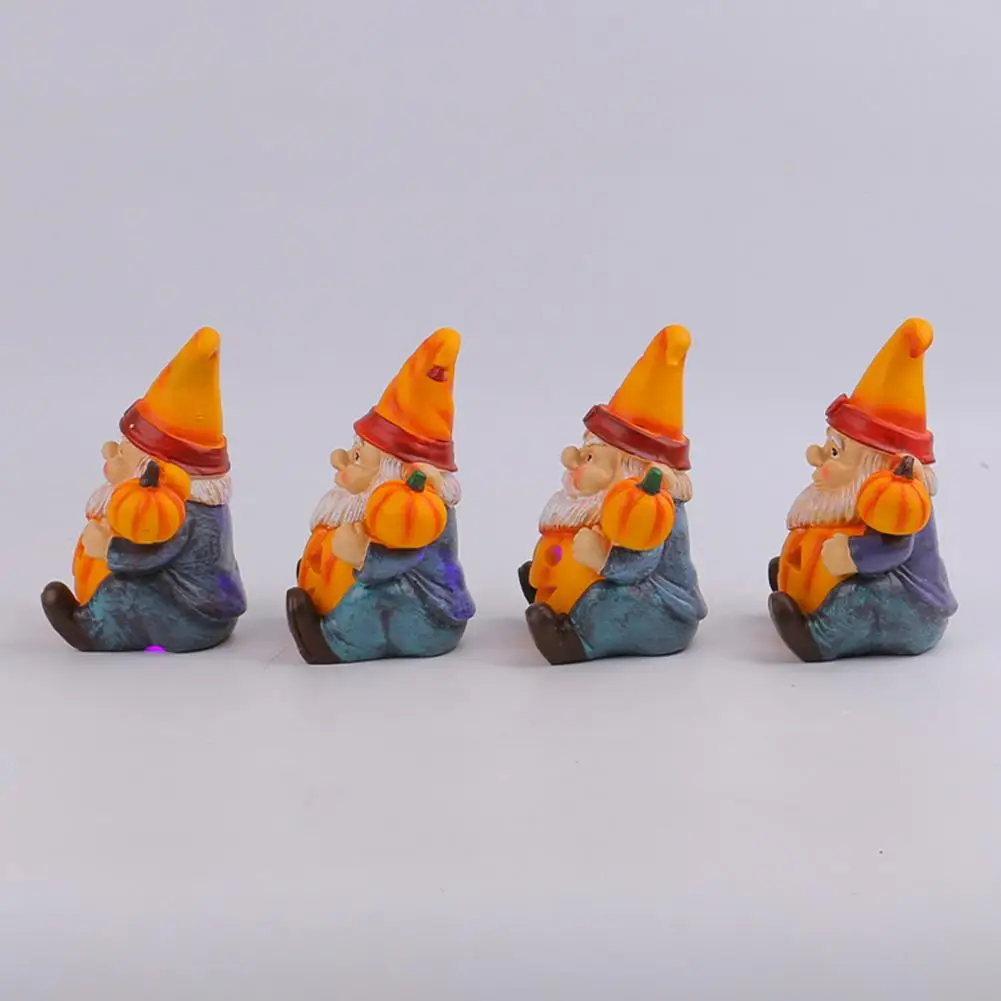 

Halloween Night Decoration Pumpkin Lantern Gnome Statue for Halloween Home Decor Resin Dwarf Figurine Yard for Courtyard